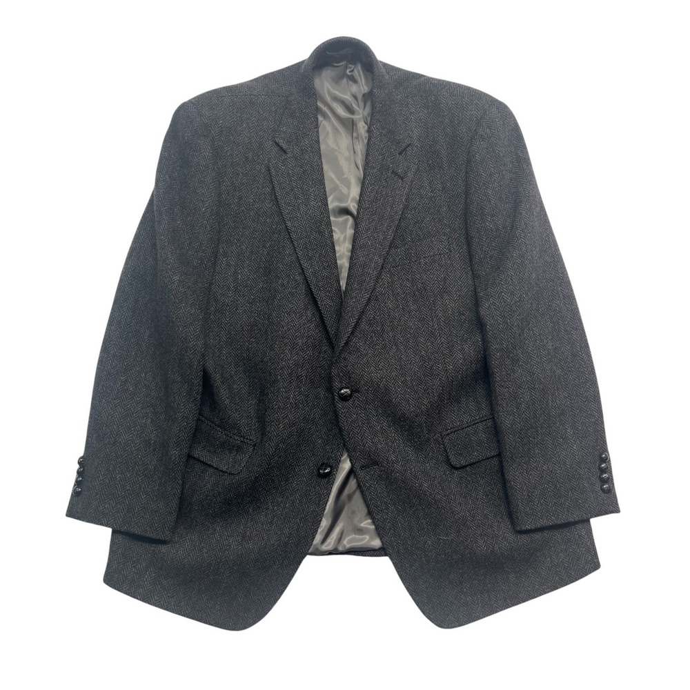 Ralph‎ Lauren XL 46R Charcoal Herringbone Tweed Blazer Jacket Sport Coat Wool